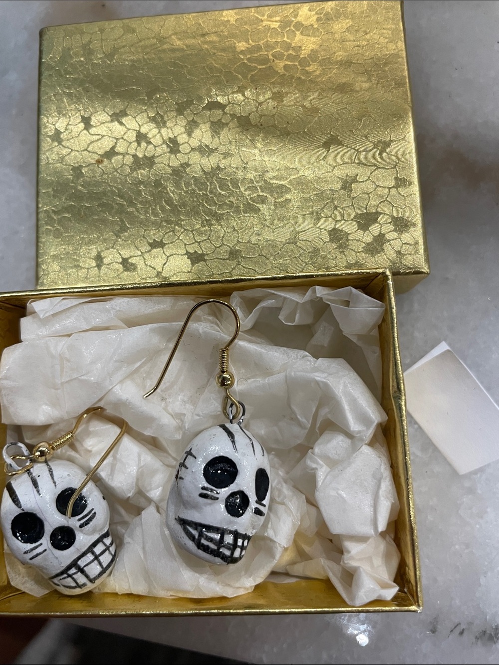 Kids White Skull Dangle Earrings - Fun Halloween Accessory